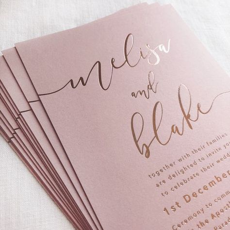 mauve with rose gold foiled wedding invitations Wedding Rose Gold Theme, Cream Wedding Invitations, Rose Gold Wedding Cakes, Rose Gold Wedding Invitations, Wedding Ceremony Ideas, Rose Gold Invitations, Pink And Gold Wedding, Gold Wedding Theme, Cream Wedding