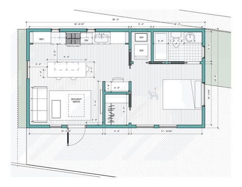 ADU in El Cerrito - 500 sq. ft. ADU Floor Plan | Cottage Shed Adu Conversion, Junior Adu Floor Plans, Garage Adu Floor Plans, Casita Floor Plans, Adu Floor Plans, Prefab Adu, Composite Roof Shingles, Micro Housing, Adu Plans