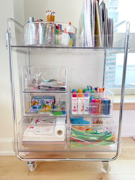 Teacher Supplies Organization, Toddler Art Supplies, Rolling Craft Cart, Office Supply Storage, Craft Cart, Arts And Crafts Storage, Kids Craft Supplies, Home Edit, Girl Room Art