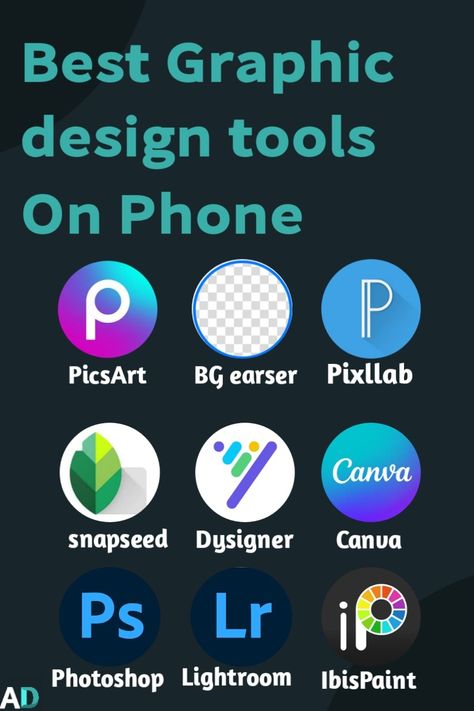 graphic designer tools PicsArt, Background earser, Pixllab, Snapseed, Designer, Canva, photoshop, lightroom, IbisPaint App For Graphic Designer, Graphic Designer Essentials, Graphic Design Apps Android, Graphic Design Apps Free, Editing Apps Logo, Phone Website Design, Apps For Graphic Design, Collage Essentials, Graphic Design Apps