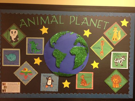 Animal planet bulletin board Animal Planet Decorations, Animal Themed Bulletin Boards, Toddler Classroom Bulletin Board Ideas, Animal Bulletin Board Ideas, Animal Bulletin Board, Animals Bulletin Board, Farm Bulletin Board, Jungle Bulletin Boards, Classroom Bulletin Board Ideas