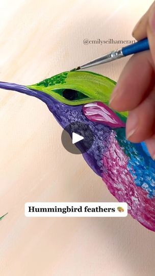 [clip] Painting hummingbird wings 🎨 #art #painting #tutorials #paintingtips #tipsandtricks #beginnerfriendly | Emily Seilhamer Art | Emily Seilhamer Art · Original audio Painting A Hummingbird, Painting Hummingbirds Ideas, Acrylic Painting Hummingbird, Humming Bird Painting Acrylics, Hummingbird Painting Acrylic, Hummingbird Wings, Hummingbird Photos, Hummingbird Painting, Feather Painting