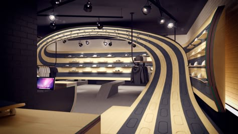 Skatepark Design, Sportswear Store, Sneaker Displays, J Design, Adidas Store, Retail Store Interior Design, Vans Store, Retail Store Interior, Mall Design