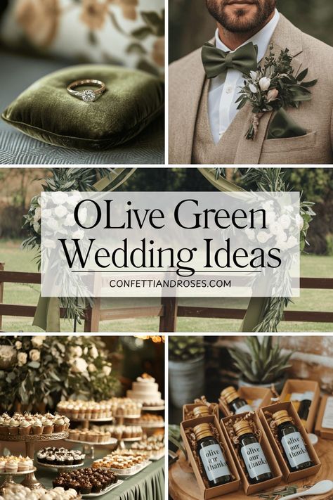 Elevate your celebration with olive green weddings that perfectly balance earthy tones and refined elegance. Get inspired by unique ideas for centerpieces and a color palette that speaks to natural beauty. Whether you’re planning a modern theme or a classic affair, this shade melts seamlessly into every detail, from your invitations to your reception décor, making your vision come to life. ​ ​ Colours That Go With Olive Green, Olive And Navy Wedding, Olive Green And Champagne Wedding, Olive Green Wedding Theme, Green And Champagne Wedding, Green And Cream Wedding, Green Brown Wedding, Wedding Lake Como, Olive Green Wedding