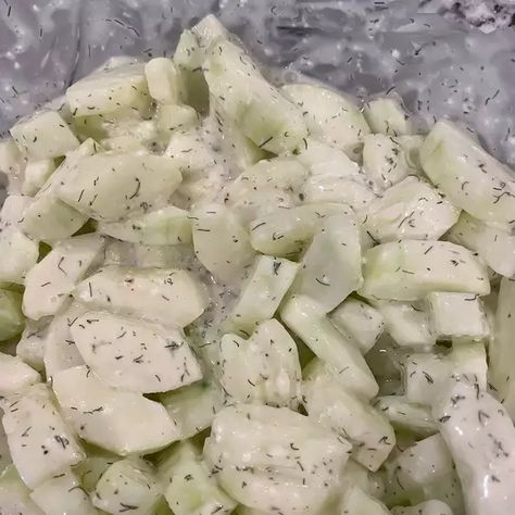 Mom's Cucumber Salad Recipe | Allrecipes Cucumber Yogurt Salad, Cucumber Yogurt, Cucumber Salad Recipe, Cucumber Dill, Cucumber Slices, Creamy Cucumber Salad, Creamy Cucumbers, Berry Salad, Cucumber Recipes Salad