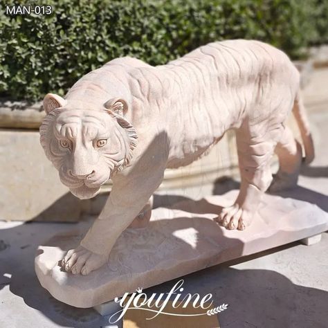 Life Size Outdoor Marble Tiger Statue for Sale - YouFine Tiger Sculpture, Tiger Statue, Zbrush Models, Statues For Sale, Indian Sculpture, Animal Sculpture, Animal Statues, Durga Goddess, Dynamic Poses