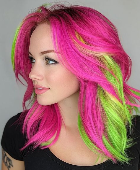 Pink And Teal Hair, Short Haircuts For Black Women, Hairstyle Color, Haircuts For Black Women, Hot Pink Hair, Rave Hair, Vivid Hair Color, Cute Hair Colors, Teal Hair