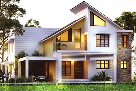 Small House Design Kerala, Open Terrace, Farm Style House, Car Porch, Philippine Houses, Bungalow Style House, Kerala House, House Roof Design, Roof House