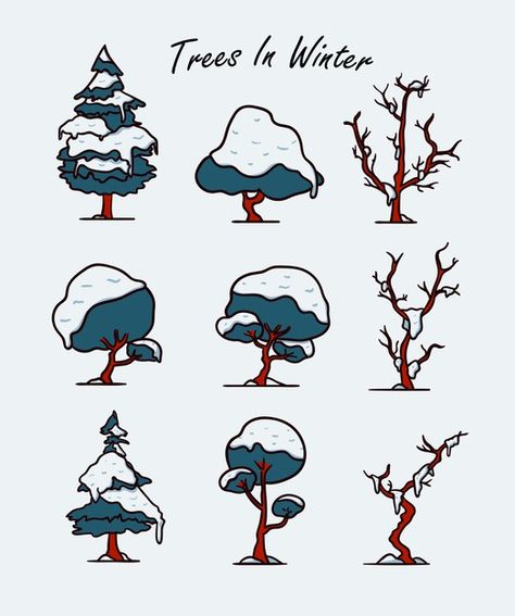 Snow On Trees Drawing, Snow Covered Trees Drawing, Snowy Trees Drawing, Snowy Trees Illustration, Snow Tree Illustration, Snow Tree Drawing, Winter Trees Illustration, Snowy Tree Drawing, Tree With Snow Drawing