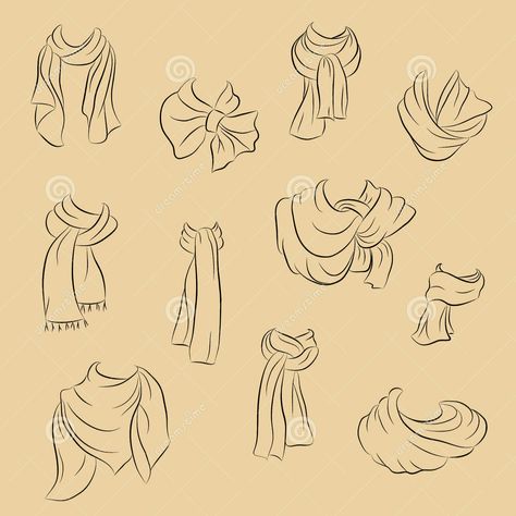 Scarf Drawing, Diy Clothes Accessories, Bow Drawing, Pattern Sketch, Flat Drawings, Fashion Illustrations Techniques, Fashionable Accessories, Hair Sketch, Fashion Illustration Sketches Dresses