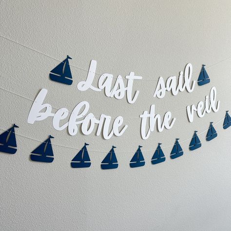 ⛵💍 Set sail into the celebration with our "Last Sail Before the Veil" bachelorette party banner! Perfect for nautical-themed bachelorette parties or pre-wedding getaways. Let the maritime design and playful message add a touch of adventure to the bride-to-be’s final fling before the big day. Cheers to unforgettable moments! 🎉✨ #LastSailBeforeTheVeil #BacheloretteParty #NauticalTheme #PartyDecor Last Sail Before The Veil Bachelorette, Sailor Bachelorette Party, Nautical Theme Bachelorette Party, Sail Before The Veil Bachelorette, Veil Bachelorette Party, Cruise Bachelorette Party, Last Sail Before The Veil, Nautical Bachelorette Party, Bachelorette Party Banners