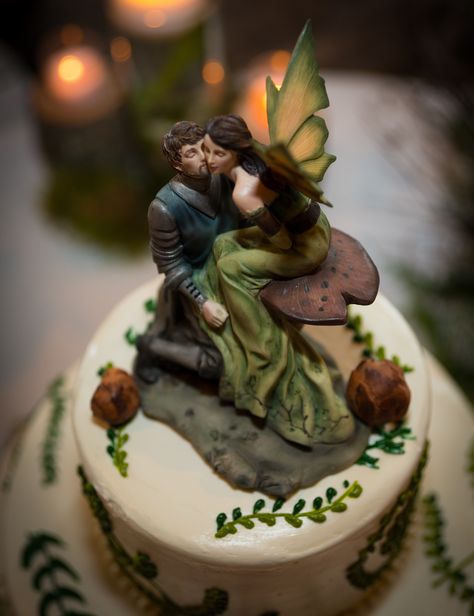 Forest Fantasy Wedding  Cake Topper Enchanted Forest Cake Topper, Fantasy Wedding Cake, Enchanted Forest Wedding Cake, Dragon Wedding Cake, Wedding Cake Forest, Fairy Tale Wedding Cake, Witchy Wedding, Lotr Wedding, Wedding Cake Art