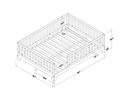 Luca Montessori Floor Bed with Rails Floor Bed With Rails, Twin House Bed, Crib To Toddler Bed, Montessori Floor Bed, Toddler Floor Bed, Bunk Bed With Slide, Twin Trundle Bed, Big Kid Bed, Crib Rail