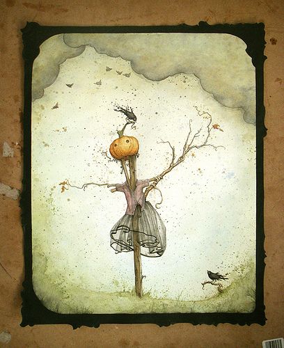 Halloween, 5 p.m., clouds gathering | by Leontine Greenberg Vintage Halloween Cards, Halloween Watercolor, Halloween Artwork, 31 Days Of Halloween, Halloween Illustration, Halloween Painting, Halloween Drawings, The Crow, Halloween Images