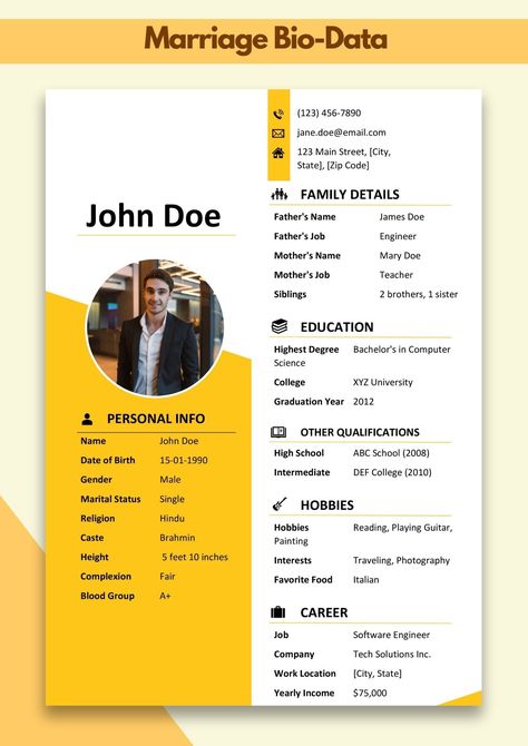 Marriage Biodata Template Free | Matrimonial Biodata Biodata Template, Marriage Biodata Format, Marriage Proposal Ideas, Bio Data For Marriage, Abc School, Biodata Format, 2 Brothers, Bio Data, Blood Groups