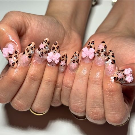 gyaru dream nails ♡˖꒰ᵕ༚ᵕ⑅꒱ ⭐️🎀 ofc the moncchichhi had to be featured bc the color palettes matched the nails perfectly! used: @apresnailofficial medium almond gelx tips dm to book ᯓ★ • • • • • #kawaii #kawaiinails #gyaru #gyarunails #gyaruaesthetic #kawaiiaesthetic #nailart #browardnails #browardnailtech #cheetahprintnails #cheetahprint #handpaintednailart #junknails Nail Inspo Gyaru, Gyaru Nails Pink, Agejo Gyaru Nails, Simple Gyaru Nails, Gyaru Nails Charms, Hime Gyaru Nails, Kawaii Nail Ideas, Pink Junk Nails, Nails Hoco