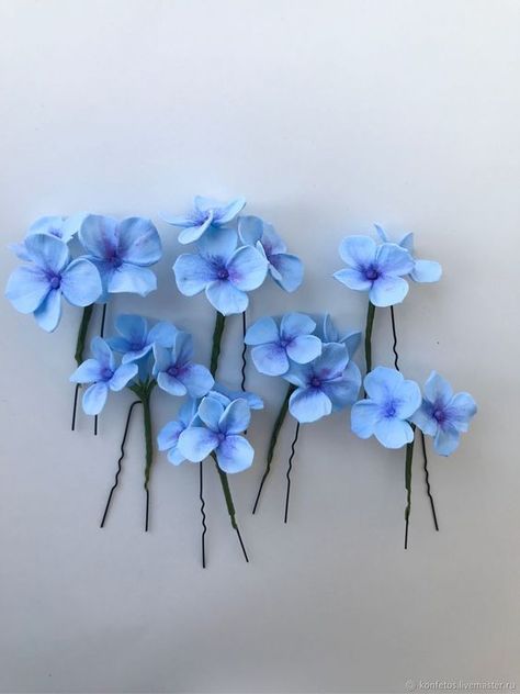 Summer Wedding Ceremony, Wedding Bridal Hair, Bridal Hair Piece, Flower Girl Hairstyles, Bridal Hair Flowers, Bridal Comb, Blue Bridal, Flower Hair Pin, Bridal Hair Pins