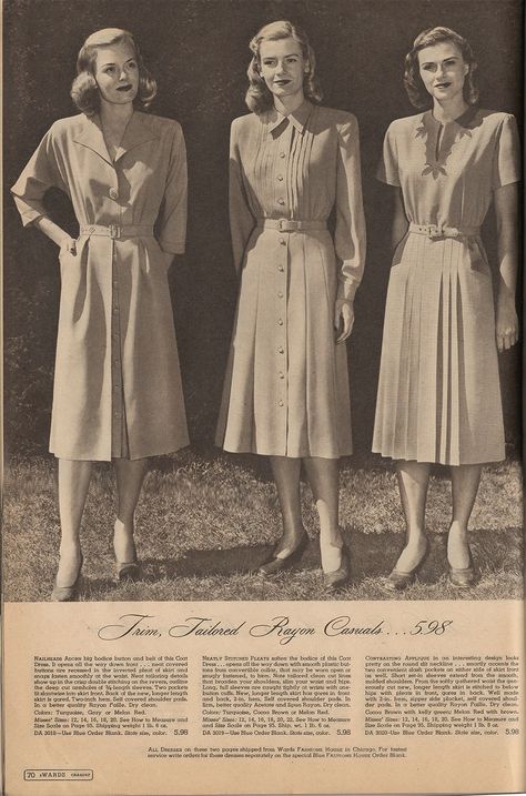 The Closet Historian: Cataloging Catalogs: Ward's Fall/Winter 1947-1948, More Dresses! 1940s Clothing, 1940s Fashion Women, Vintage Actresses, 1940s Woman, 1940's Fashion, Decades Of Fashion, Fashion Decades, Fashion 1940s, 1940s Style