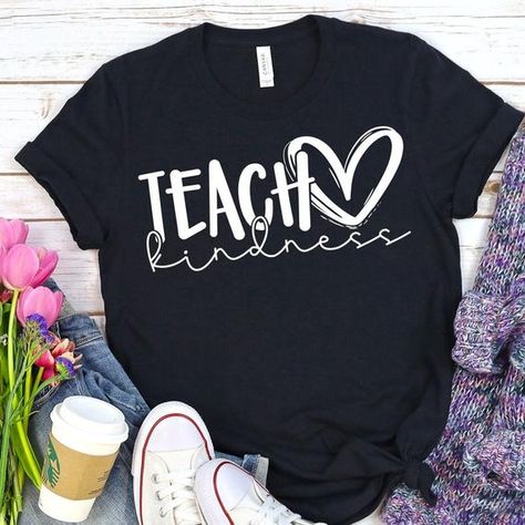 Vinyl Shirts, Kindness Shirts, Teacher Tees, Screen Printing Designs, Raglan Shirts, Teacher Tshirts, School Shirts, Fall Shirts, Soft Style