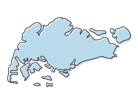 Singapore Map Art, Singapore Map Illustration, Peta Singapore, Singapore Icon, Map Of Singapore, Country Icons, Singapore Map, Blue Sketch, Singapore Flag