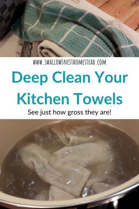 How to Deep Clean Kitchen Towels: Its Astounding How Gross They Are - Swallow's Nest Homestead Deep Clean Towels, Deep Clean Kitchen, Laundry Stripping, Laundry Soap Homemade, Household Help, Cleaning Diy, Diy Cleaning Solution, Easy Cleaning Hacks, Laundry Cleaning