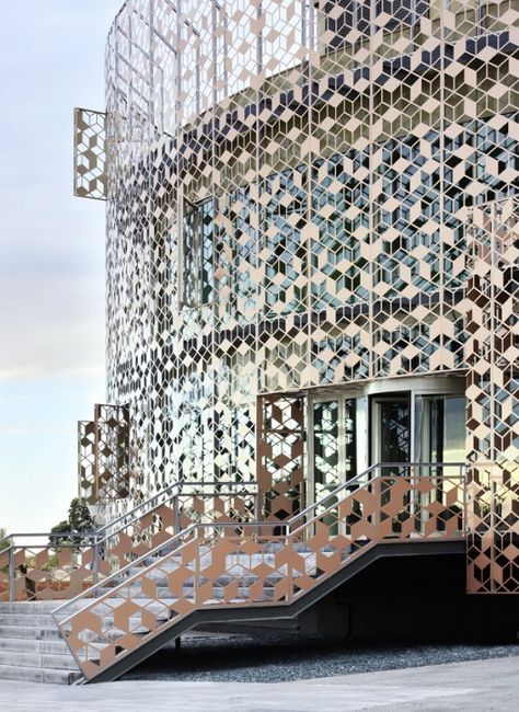 Corporate Office Building for Hispasat Technology Center / Herreros Arquitectos © José Hevia Corporate Office Building, Architecture Cool, Building Skin, Metal Facade, Container Architecture, Unique Buildings, Building Facade, Architecture Exterior, Corporate Office