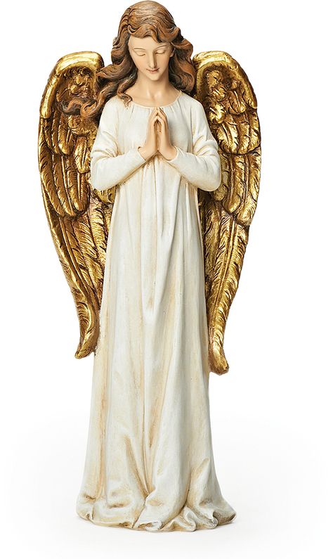 Praying Angel Figurine Golden Angel Wings, Santa Statues, Spiritual Figures, Golden Angel, Family Statue, Dove Pictures, Angel Figure, Praying Angel, Golden Wings