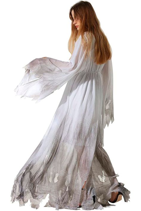 Halloween Gothic Victorian White Fancy Dress White Ghost Dress, Ghost Bride Costume, Ghost Clothes, Ghost Fashion, Fancy Halloween Costumes, Ghost Dresses, Ghost Bride, Ghost Halloween Costume, Bride Costume