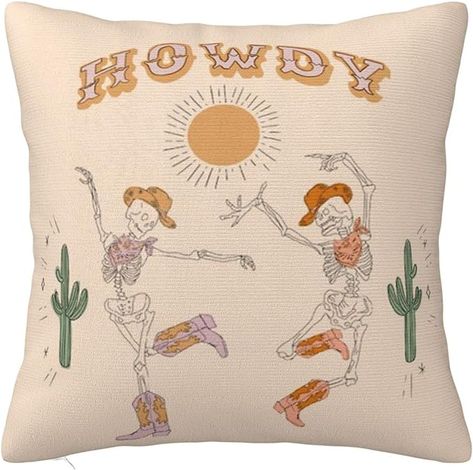 Amazon.com: Howdy Western Skull Throw Pillows Covers Halloween Skeleton Cowboy Sun Retro Pillows Cases Funny Preppy Square Couch Cushion Cover for Home Bedroom Living Room College Dorm Party Decoration 18"X18" : Home & Kitchen Cowboy Pillows, Western Throw Pillows, Funny Preppy, Preppy Pillows, Cowboy Pillow, Preppy Halloween, Western Pillows, Pillows Cases, Denim Pillow