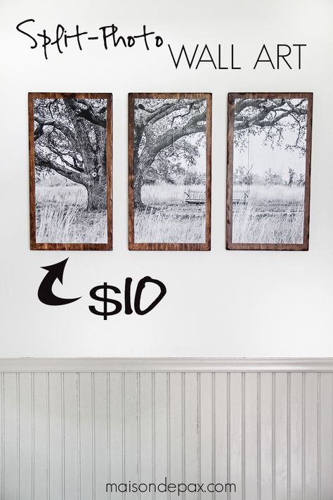 I love this wall art! Split photo black and white mounted on wood. DIY Triptych | maisondepax.com Split Photo, Photo Black And White, Wall Art Diy, Metal Tree Wall Art, Metal Tree, Affordable Wall Art, Diy Photo, Photo Wall Art, Diy Wall Art