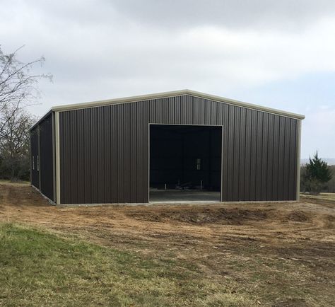 Metal Building Color Options - JAG Metals Two Tone Metal Building, Burnished Slate Metal Building, Charcoal Gray Siding, Metal Building Colors Schemes, Metal Building Colors, Brown Siding, Metal Siding Colors, Barn Colors, Galvalume Roof