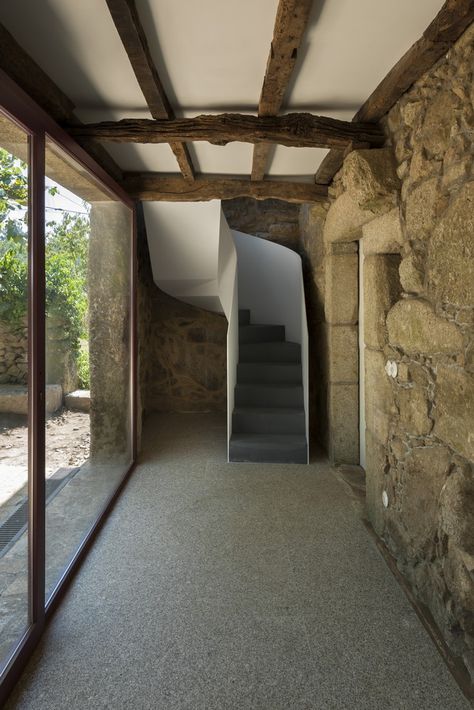 Rustic Chalet, Renovation Architecture, Old Stone Houses, New Staircase, Steel Stairs, Stairs Architecture, Stone Architecture, Brick Architecture, Rustic Stone