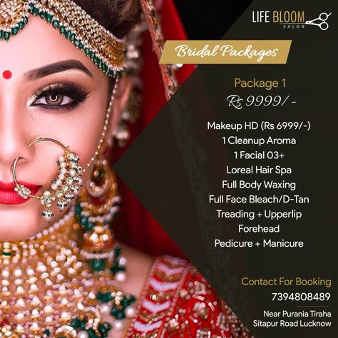 Beauty Parlour Makeup, Pre Bridal Packages, Salon Board, Bride Images, Unisex Hair Salon, Bridal Makeup Services, Makeup Poster, Salon Offers, Beauty Salon Posters