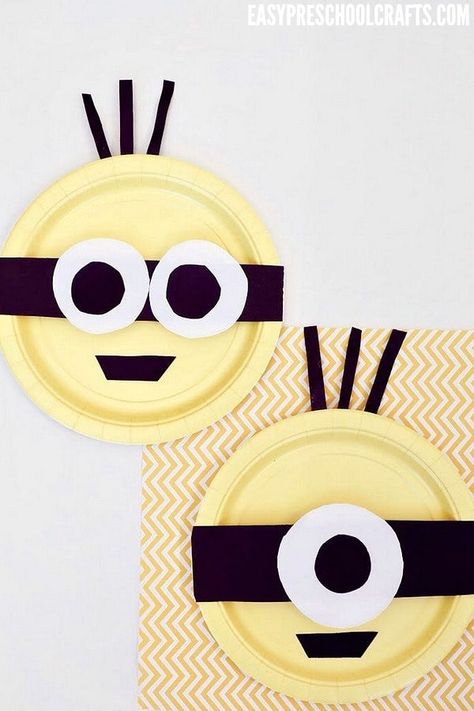 Despicable Me Crafts, Disney Crafts For Kids, Minion Craft, Summer Crafts For Toddlers, Disney Activities, Movie Crafts, Paper Plate Crafts For Kids, Summer Camp Crafts, Daycare Crafts