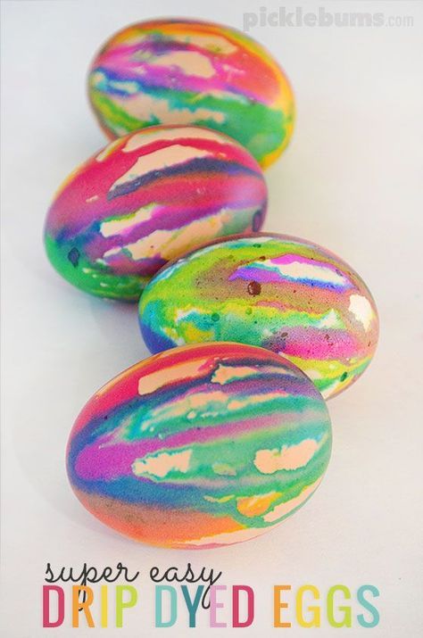 Super easy Easter activity - drip dyed Easter eggs Dyed Easter Eggs, Dyed Eggs, The View From Great Island, Easter Arts And Crafts, Easter Activity, Colorful Eggs, Painted Eggs, Easter Egg Dye, Easy Easter Crafts