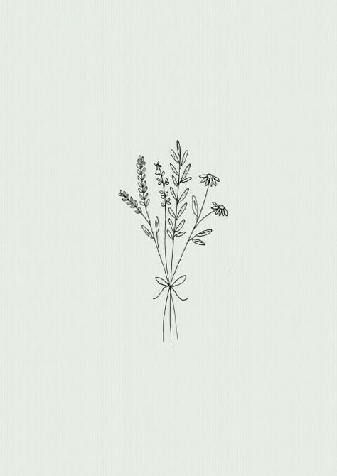 Minimalist Tattoo Ideas Flower, Small Bouquet Of Flowers Tattoo, Meadow Flowers Tattoo, Small Bouquet Tattoo, Floral Line Tattoo, Dainty Wildflower Tattoo, Watering Can Tattoo, Tattoo Ideas Fine Line, Minimalist Flower Tattoo