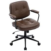 Home Office Brown, Compact Office, Retro Desk Lamp, Office Guest Chairs, Home Office Desk Chair, Office Brown, Brown Office, Adjustable Computer Desk, Rolling Chair