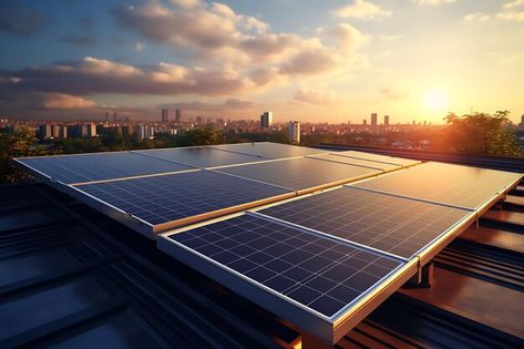 Skyline Pictures, Solar Panels Roof, Building Roof, Sunset City, Free For Commercial Use, Stationery Templates, Business Card Maker, Flyer Maker, Poster Maker