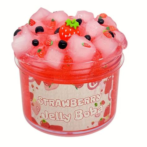 Strawberry Jelly Boba Slime Clear Jelly Cube Glimmer Crunchy Slime With Add Ins Stress Relief Toy Kids Party Favor Perfect Birthday Easter Christmas New Year Gift For Boys Girls | Today's Best Daily Deals | Temu Jelly Boba, Boba Slime, Jelly Cube Slime, Crunchy Slime, Strawberry Jelly, Slime, Jelly