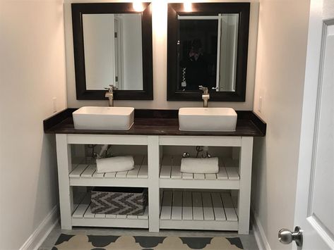 Rustic Bathroom Vanity - buildsomething.com Homemade Vanity, Rustic Bathroom Vanity, Bathroom Vanity Top, Cultured Marble Vanity Top, Rustic Bathroom Vanities, Wooden Vanity, Vanity Ideas, Woodworking Furniture Plans, Towel Storage