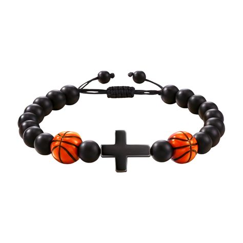 PRICES MAY VARY. ❤Design❤：Special design.The bracelet features two ball designs and a cross, and comes with a motivational card with an inspirational message: "You are braver than you believe, stronger than you see, smarter than you think, and more loving than you know." ❤Material❤：Made of natural lightweight black agate beads, it fits most boys' and men's wrists and is comfortable to wear. Elastic rope is very durable, not easy to break, can be with you for a long time. ❤Various Occasion❤：Suita Bling Basketball, Jesus Bracelet, Make Clay Beads, Nephew Gifts, Motivational Cards, Elastic Rope, Diy Costume, Beaded Cross, Cross Bracelet