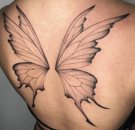 Fairy Wing Tattoos, Tumblr Tattoo, Butterfly Wing Tattoo, Wing Tattoos On Back, Backpiece Tattoo, Flower Spine Tattoos, Tato Minimal, Fairy Tattoo Designs, Wing Tattoo