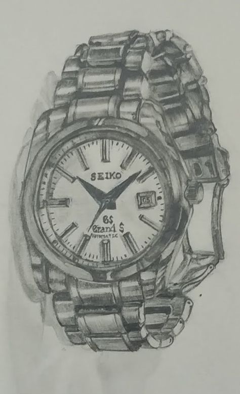 Watch Pencil Drawing, Watch Drawing Sketches, Watch Art Drawing, Wrist Watch Drawing, Wrist Drawing, Watch Sketch, Power Ideas, Badass Drawings, Watch Drawing