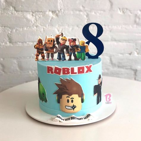 BCakeNY en Instagram: “Is your kid Roblox obsessed? Ours are! Check out our kids cake sale on our website! Customize & order online for delivery or pick up within…” Roblox Doors Cake, Simple Roblox Cake, Roblox Pasta, Roblox Cake Boys, Roblox Themed Cake, Roblox Cake Ideas, Roblox Cake Design, Birthday Present Cake, Birthday Cake Kids Boys