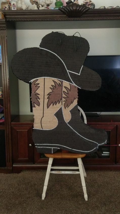 Cowboy Pinata, Boot Pinata, Rodeo Pinata, Western Pinata Cowboy Theme, Western Theme Homecoming Float, Wild West Decorations, Princess Jasmine Birthday Party, Princess Jasmine Birthday, Jasmine Birthday