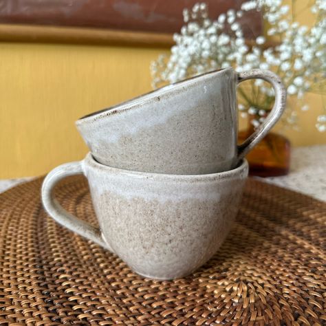 A Pair Of Earth Tones Stoneware Mugs. Great Unused Condition. The Capacity Is About 10-11 Fl Of. Hm Home, H&m Home, Coffee And Tea Accessories, Stoneware Mugs, Coffee Kitchen, Tea Accessories, Earth Tones, Cream Color, Shop House