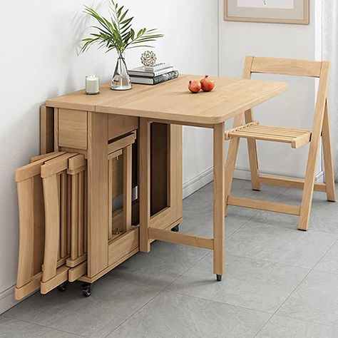 Amazon.co.uk: MiniMax Decor Extendable Space Saving Modern Dining Table, Transforms From A Con... Corner Dining Table, Folding Kitchen Table, Contemporary Kitchen Tables, Extendable Dining Table Set, Wood Folding Table, Foldable Dining Table, Dining Room Table Chairs, Folding Dining Table, Table For Small Space