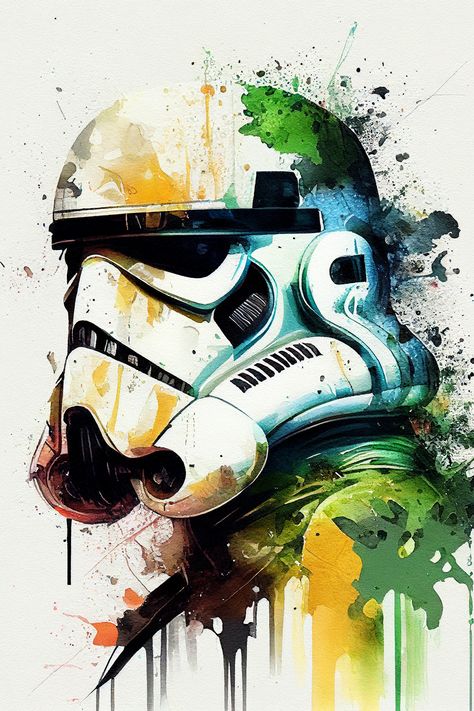 Star Wars Stormtrooper Watercolor Wall Art, iconic character reimagined in a mesmerizing style. Unique home decor with a touch of artistic flair. Perfect for Star Wars enthusiasts and unique Stormtrooper gift. High-quality digital download for easy access. Showcase your love for Star Wars and watercolor art. Starwars Watercolor, Star Wars Dibujos, Star Wars Painting Ideas, Star Wars Stormtrooper Art, Star Wars Canvas Painting, Star Wars Watercolor, Painting Star Wars, Star Wars Art Painting, Star Wars Pop Art