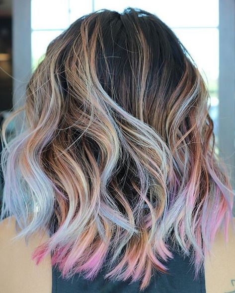 Pastel Rainbow Hair, Peekaboo Hair, Hair Color Pastel, Ombré Hair, Unicorn Hair, Ombre Hair Color, Pastel Hair, Colored Hair, Summer Hair Color