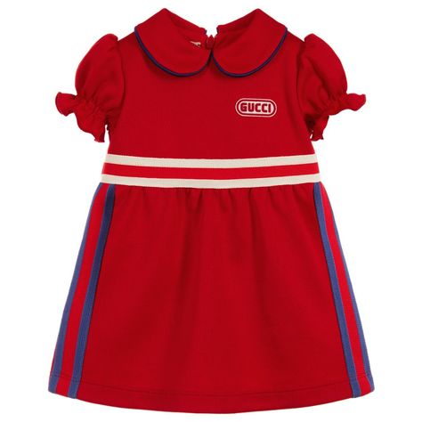 Gucci Girls Red Jersey Dress at Childrensalon.com Gucci Baby Clothes, Reign Fashion, Gucci Gown, Baby Polo, Vintage Childrens Clothing, Gucci Baby, Dresses For Kids, Designer Dresses For Kids, Gucci Dress